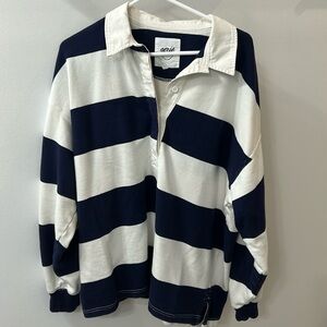 Aerie Long Sleeve Stripped Collared shirt